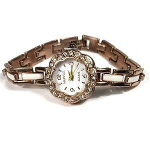 Rhinestones gold and white women's watch